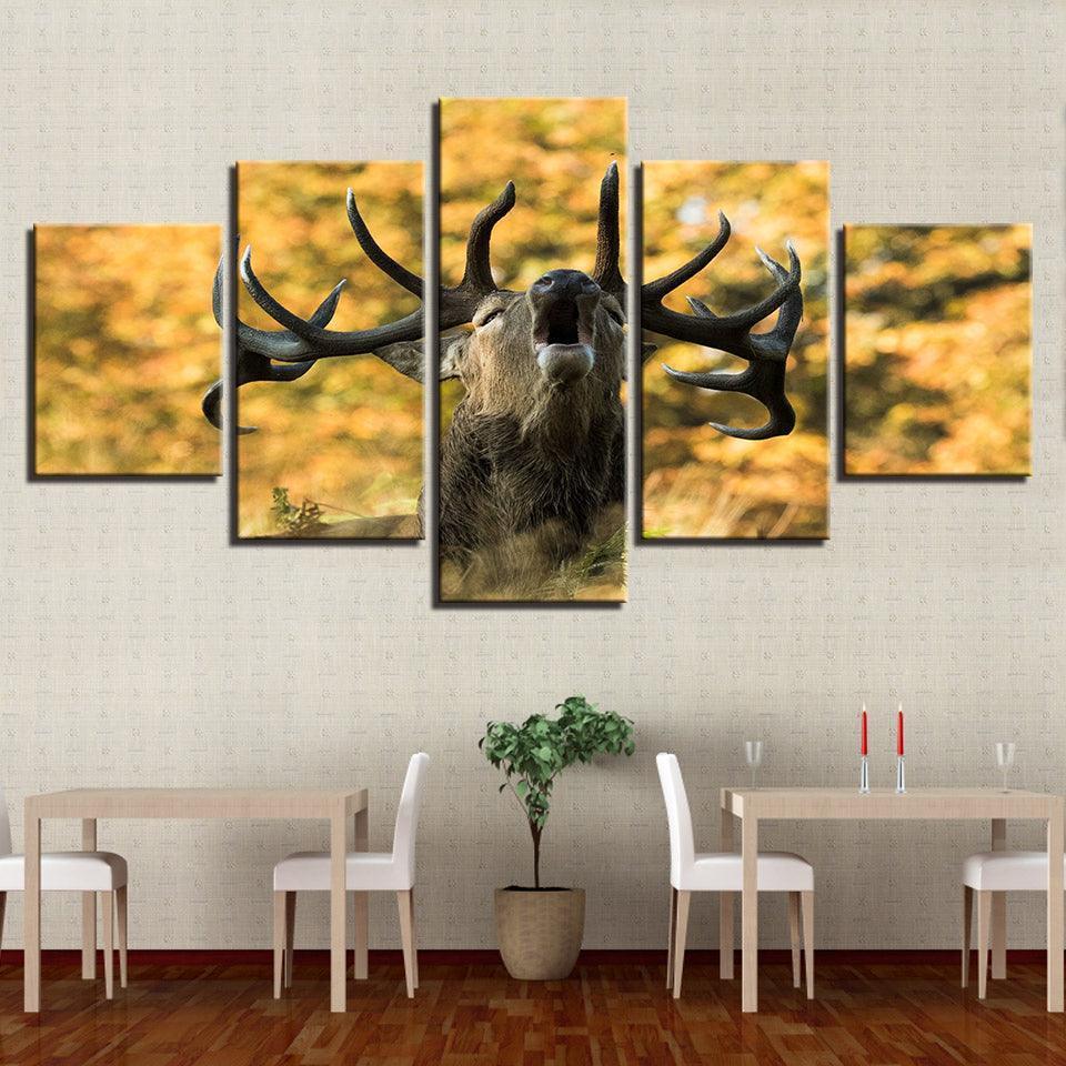 Majestic Deer 5 Piece Multi Panel Canvas Wall Art Frame-Original Frame