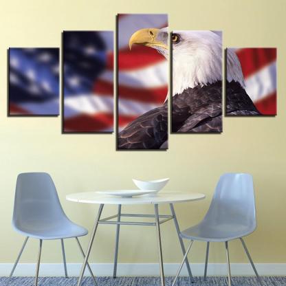 Bald Eagle 5 Piece HD Multi Panel Canvas Wall Art Frame-Original Frame