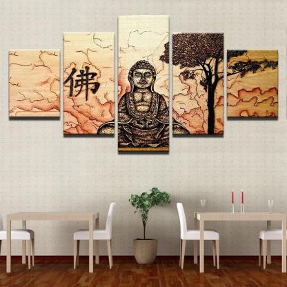 Buddha Zen 5 Piece HD Multi Panel Canvas Wall Art Frame-Original Frame