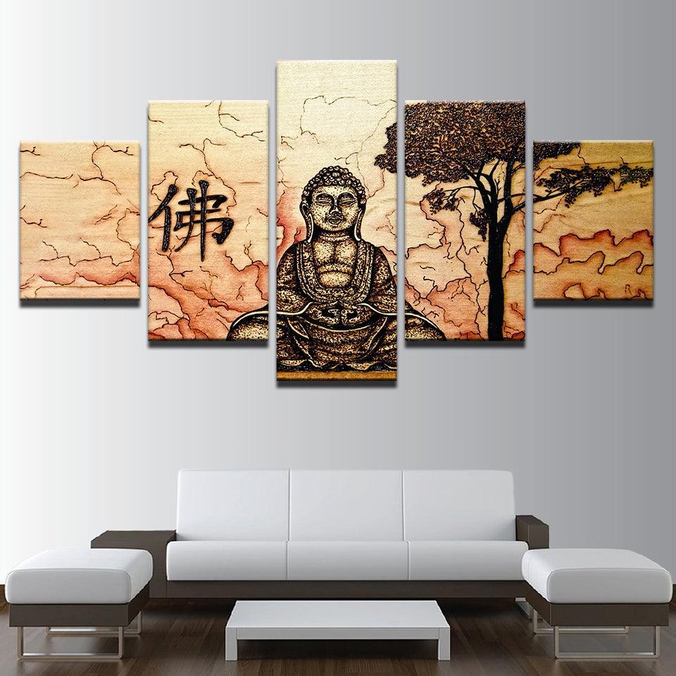 Buddha Zen 5 Piece HD Multi Panel Canvas Wall Art Frame-Original Frame