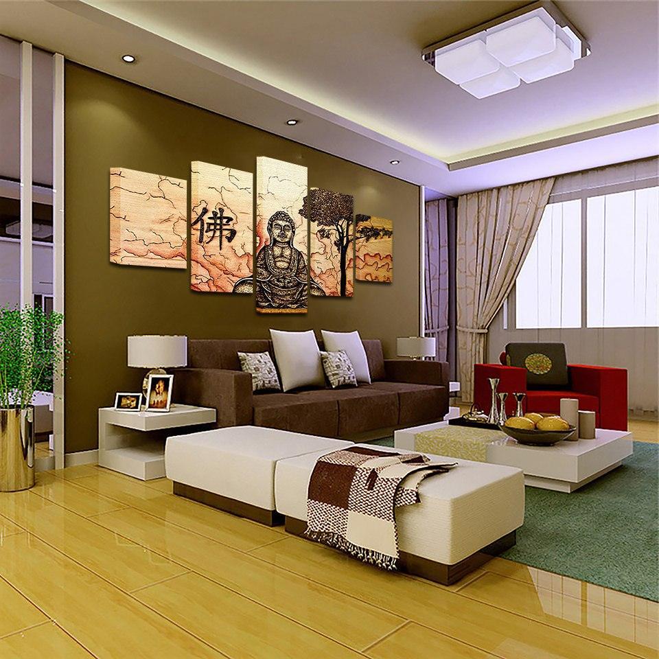 Buddha Zen 5 Piece HD Multi Panel Canvas Wall Art Frame-Original Frame