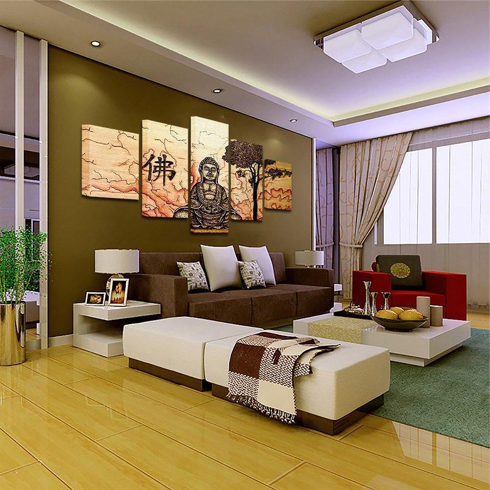 Buddha Zen 5 Piece HD Multi Panel Canvas Wall Art Frame-Original Frame