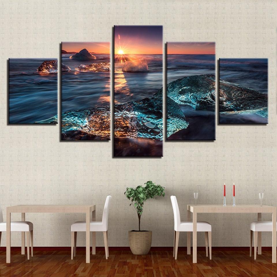Sunrise Icing 5 Piece HD Multi Panel Canvas Wall Art Frame-Original Frame