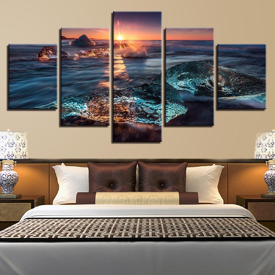 Sunrise Icing 5 Piece HD Multi Panel Canvas Wall Art Frame-Original Frame