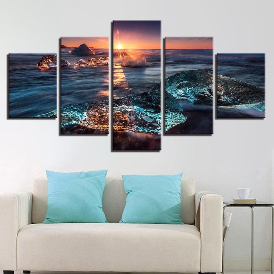 Sunrise Icing 5 Piece HD Multi Panel Canvas Wall Art Frame-Original Frame