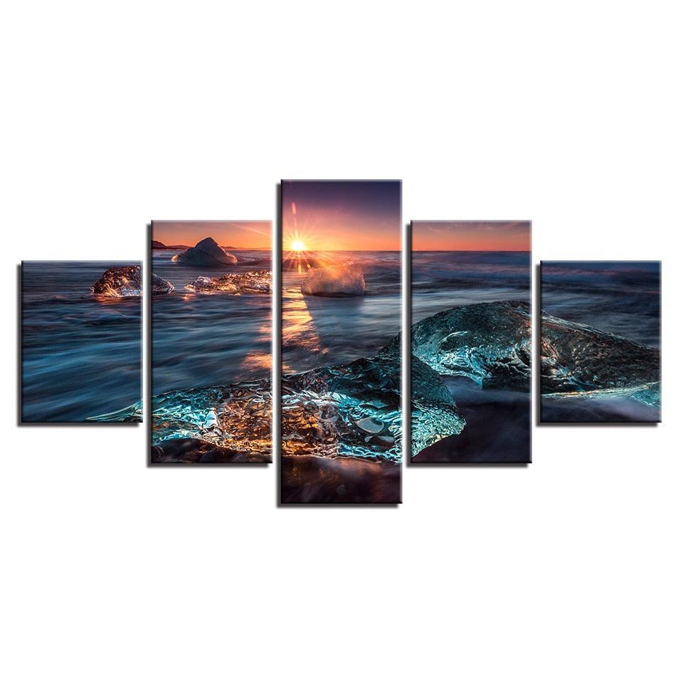 Sunrise Icing 5 Piece HD Multi Panel Canvas Wall Art Frame-Original Frame