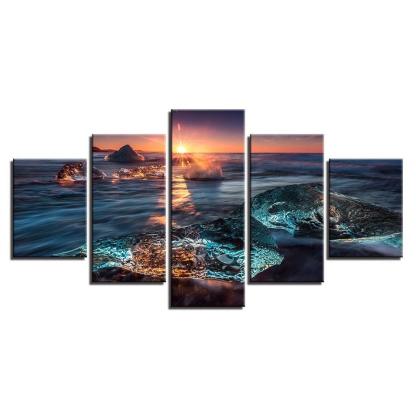 Sunrise Icing 5 Piece HD Multi Panel Canvas Wall Art Frame-Original Frame