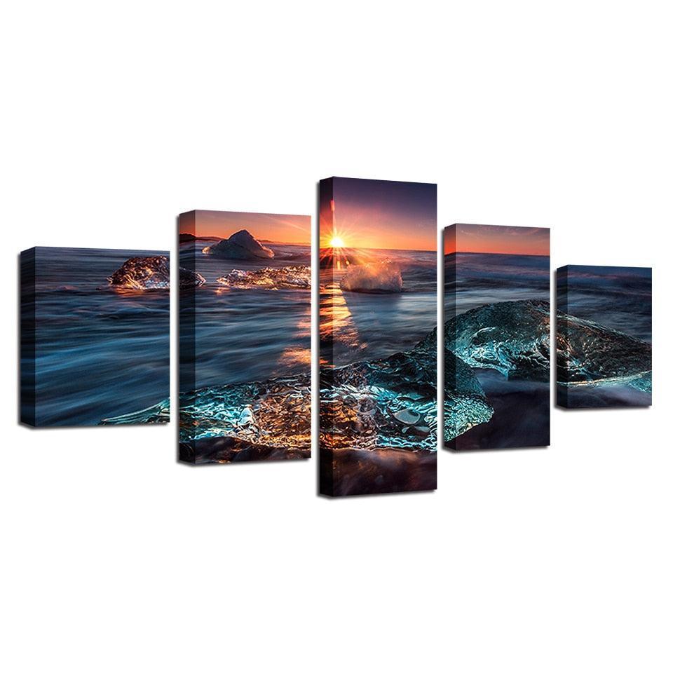 Sunrise Icing 5 Piece HD Multi Panel Canvas Wall Art Frame-Original Frame