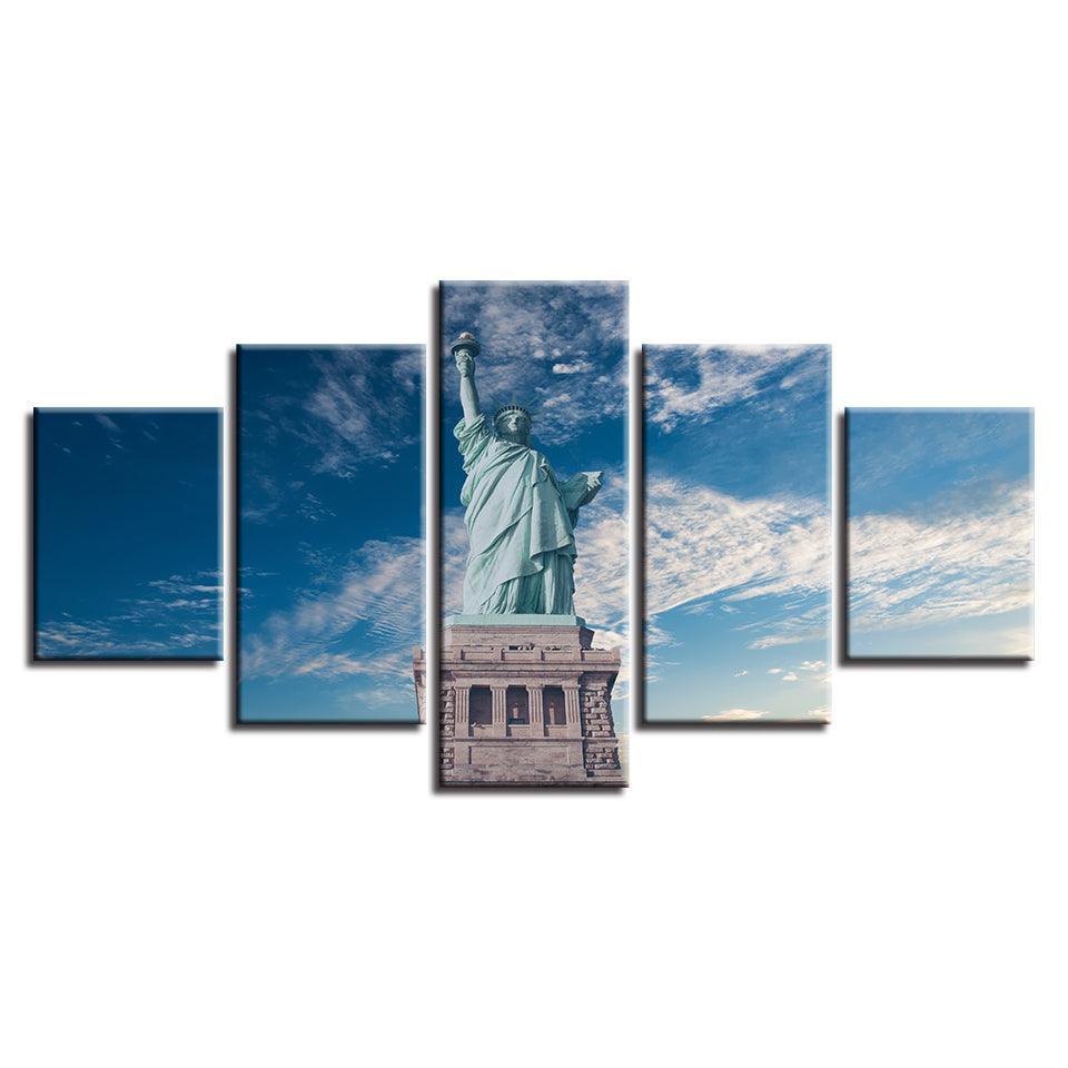 Statue of Liberty 5 Piece HD Classical Multi Panel Canvas Wall Art Frame-Original Frame