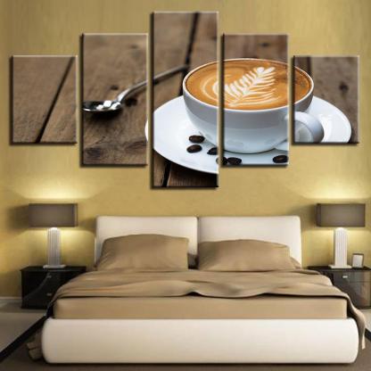 Coffee Art Painting 5 Piece HD Multi Panel Canvas Wall Art Frame-Original Frame