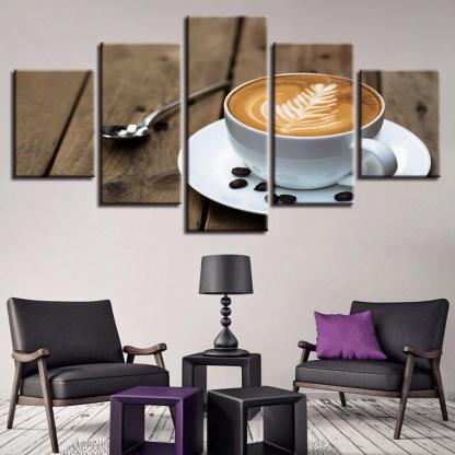 Coffee Art Painting 5 Piece HD Multi Panel Canvas Wall Art Frame-Original Frame