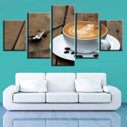 Coffee Art Painting 5 Piece HD Multi Panel Canvas Wall Art Frame-Original Frame