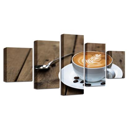 Coffee Art Painting 5 Piece HD Multi Panel Canvas Wall Art Frame-Original Frame