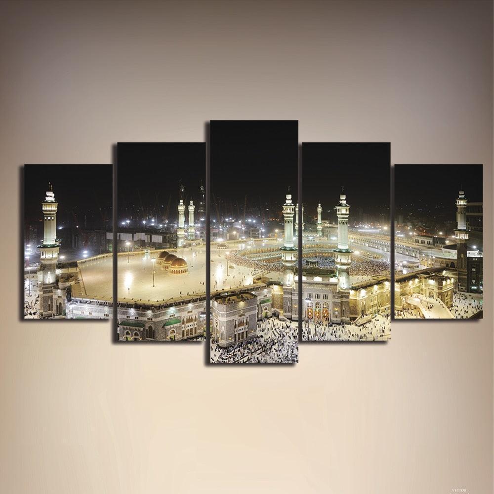 Islamic Mosque 5 Piece HD Multi Panel Canvas Wall Art Frame-Original Frame