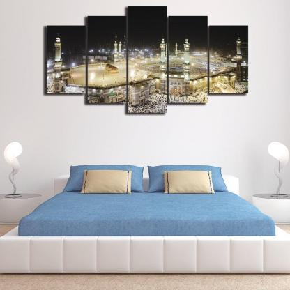 Islamic Mosque 5 Piece HD Multi Panel Canvas Wall Art Frame-Original Frame