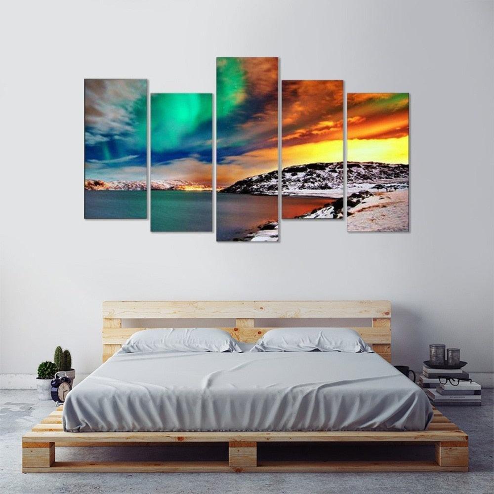 Abstract Mountains Scenery 5 Piece HD Multi Panel Canvas Wall Art Frame-Original Frame
