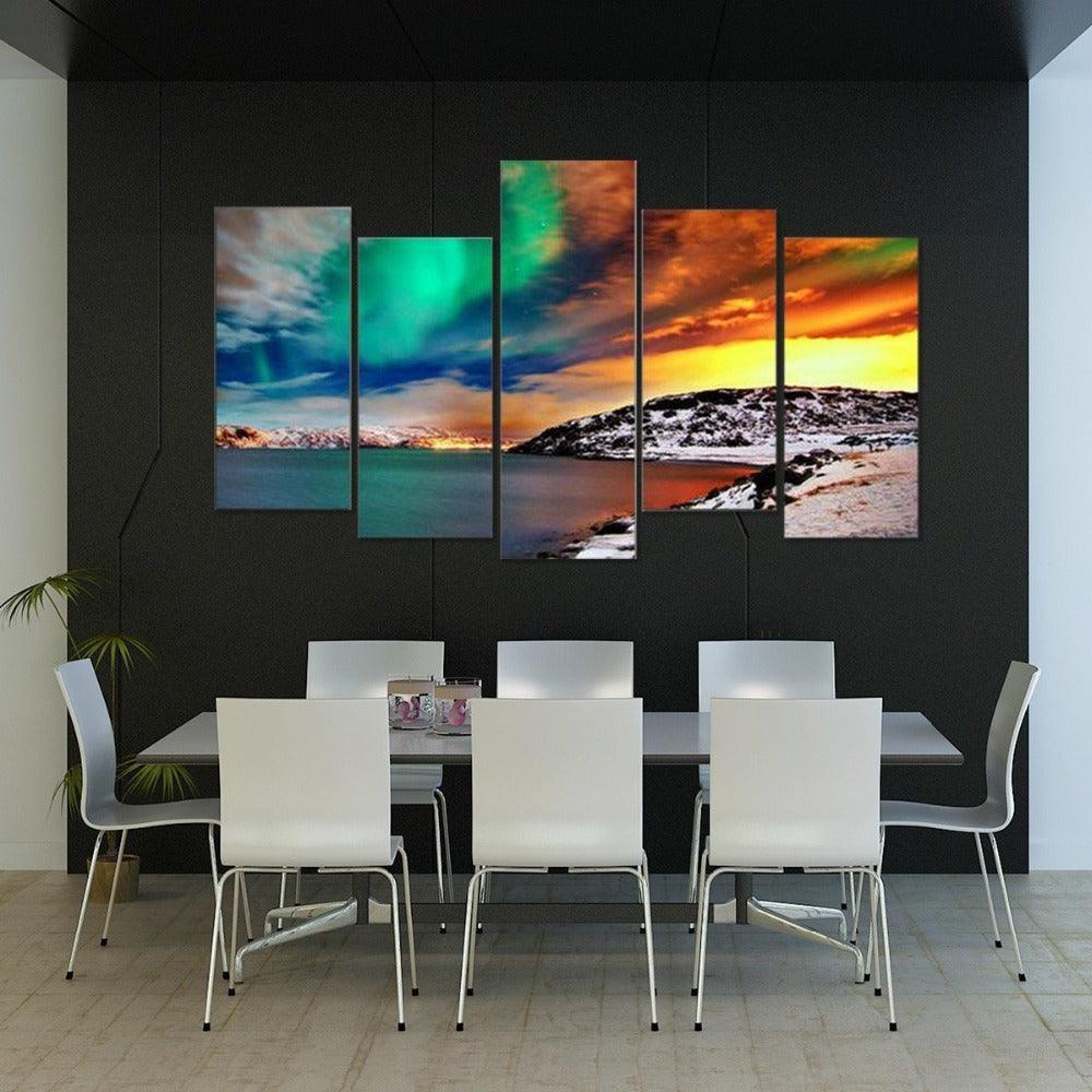 Abstract Mountains Scenery 5 Piece HD Multi Panel Canvas Wall Art Frame-Original Frame
