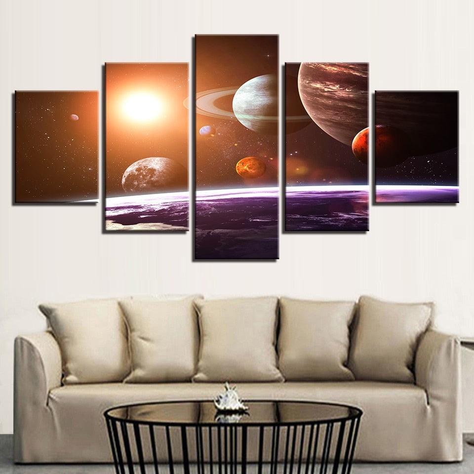 Solar System 5 Piece HD Multi Panel Canvas Wall Art Frame-Original Frame