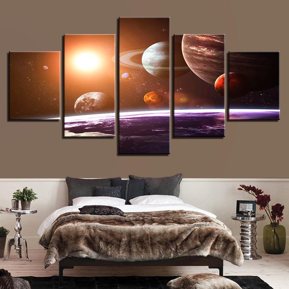 Solar System 5 Piece HD Multi Panel Canvas Wall Art Frame-Original Frame