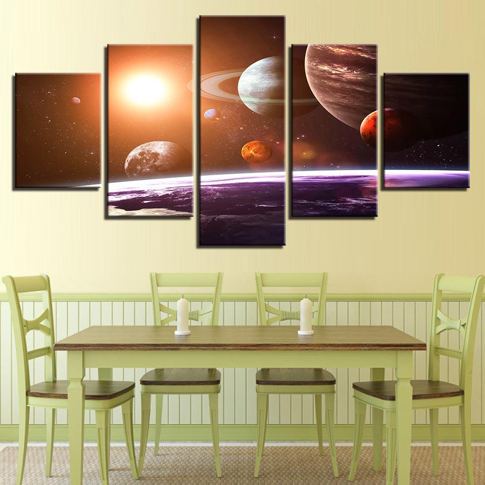 Solar System 5 Piece HD Multi Panel Canvas Wall Art Frame-Original Frame