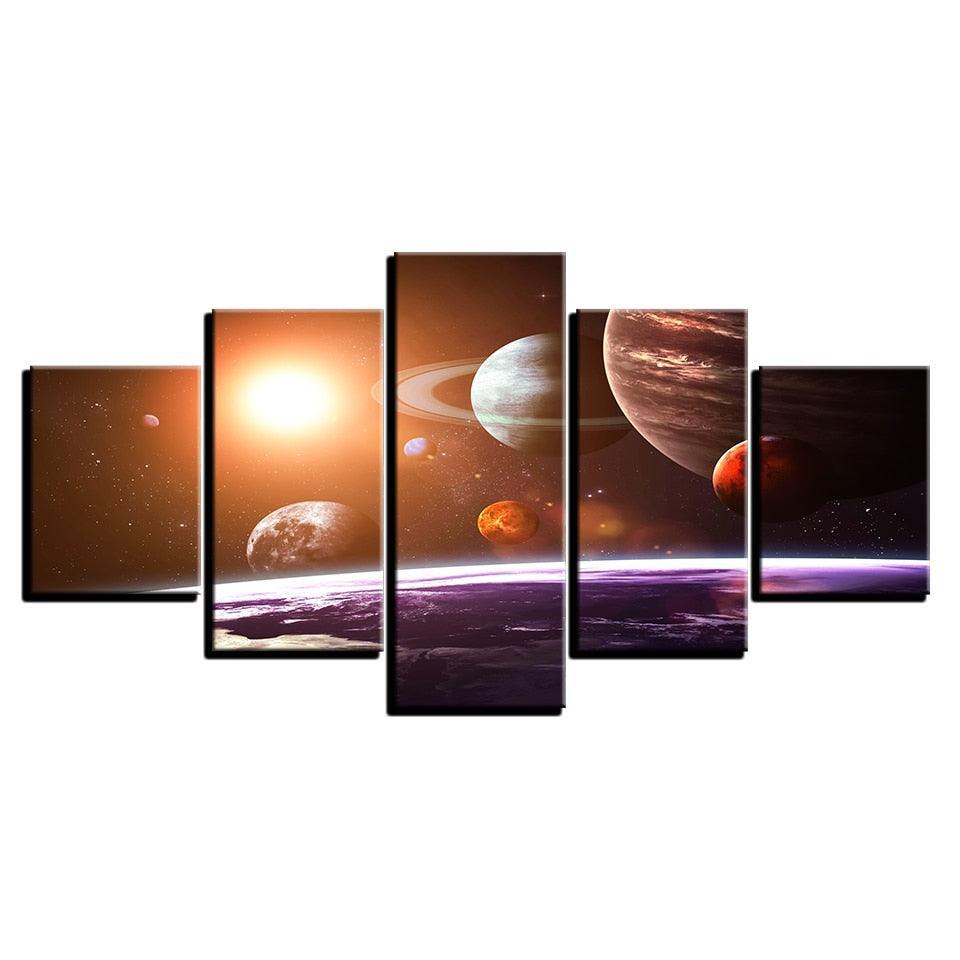 Solar System 5 Piece HD Multi Panel Canvas Wall Art Frame-Original Frame