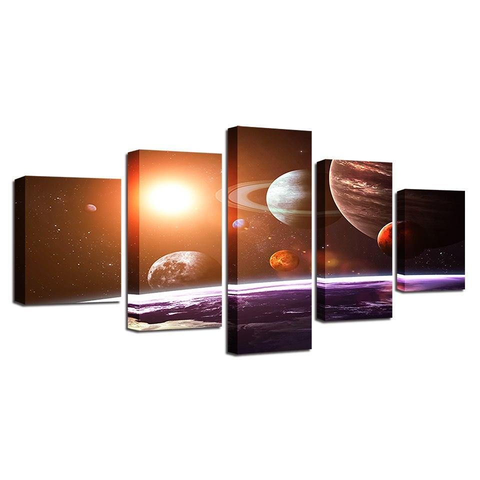 Solar System 5 Piece HD Multi Panel Canvas Wall Art Frame-Original Frame