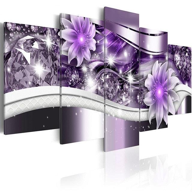 Flower Stars 5 Piece HD Multi Panel Canvas Wall Art Frame-Original Frame