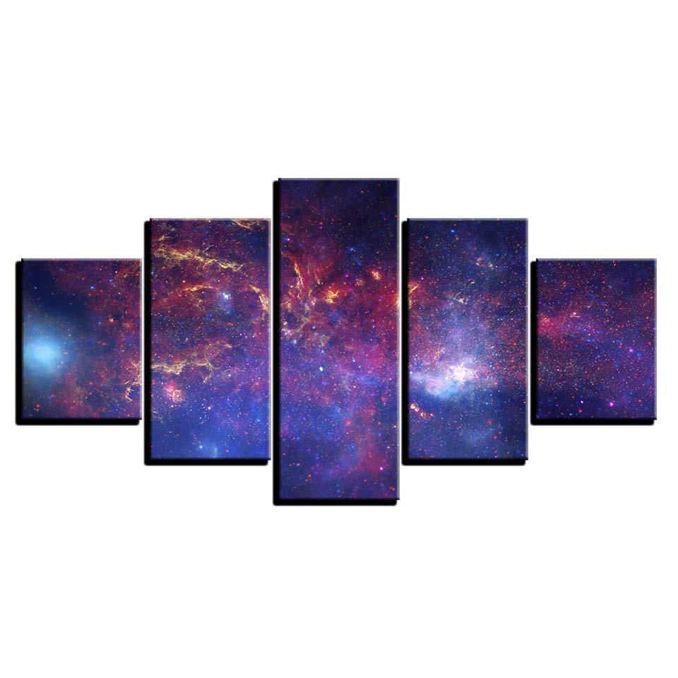 Red Nebula Space 5 Piece HD Multi Panel Canvas Wall Art Frame-Original Frame