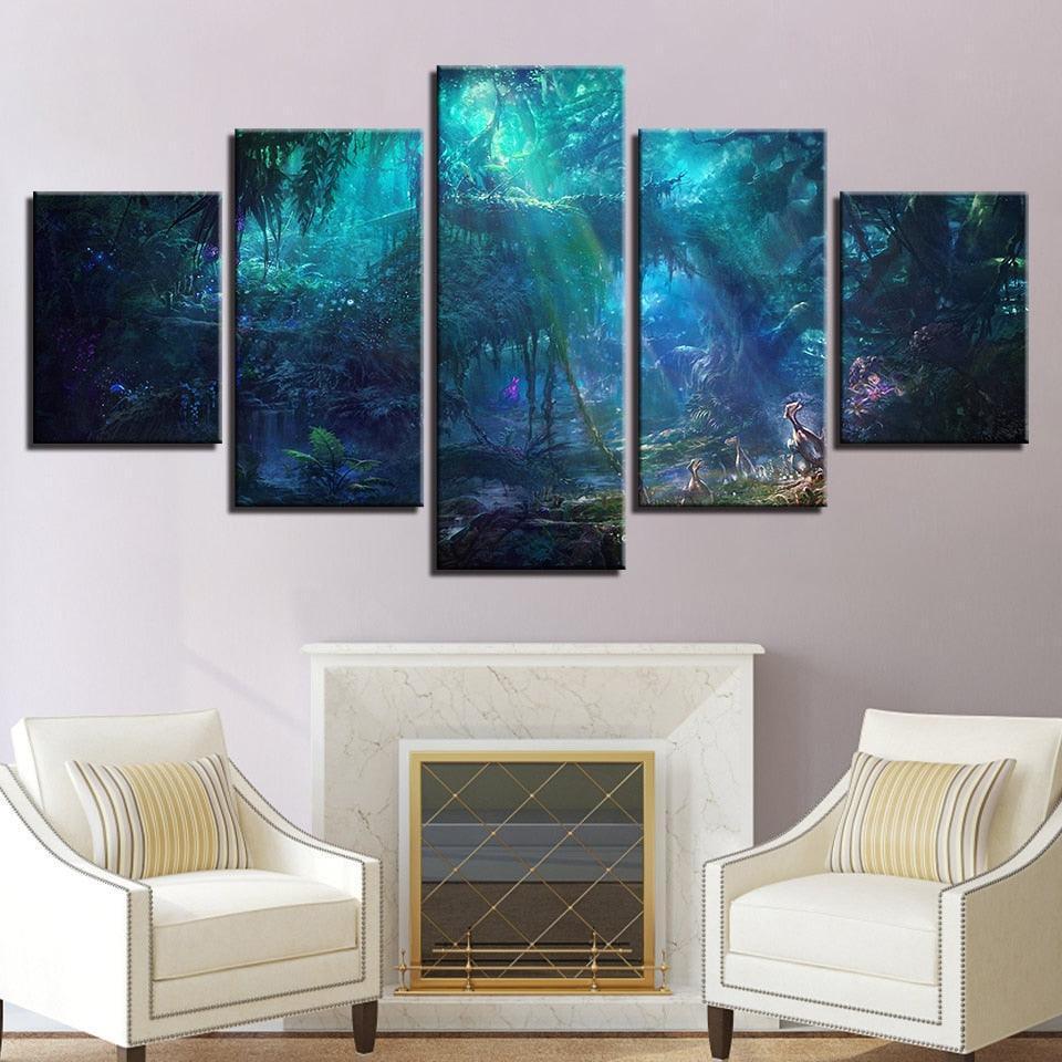 Mysterious Forest 5 Piece HD Multi Panel Canvas Wall Art Frame-Original Frame