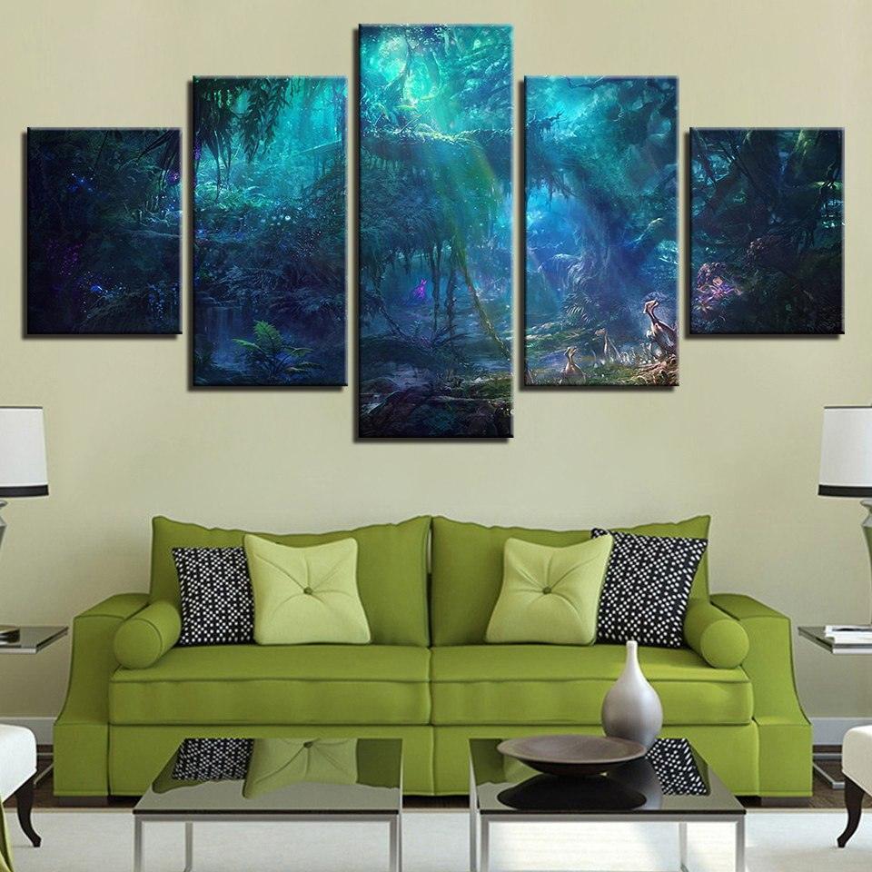 Mysterious Forest 5 Piece HD Multi Panel Canvas Wall Art Frame-Original Frame