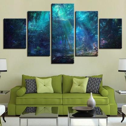Mysterious Forest 5 Piece HD Multi Panel Canvas Wall Art Frame-Original Frame
