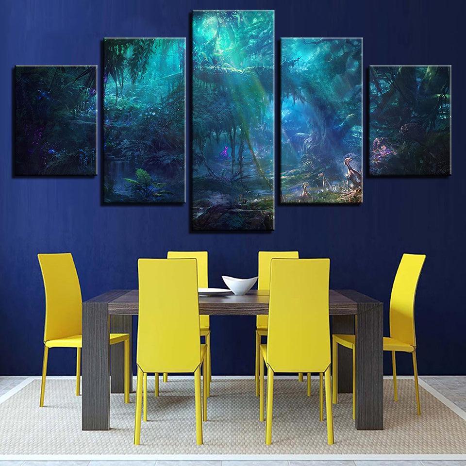 Mysterious Forest 5 Piece HD Multi Panel Canvas Wall Art Frame-Original Frame