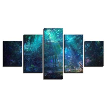 Mysterious Forest 5 Piece HD Multi Panel Canvas Wall Art Frame-Original Frame