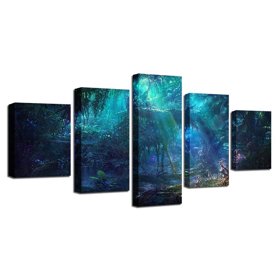Mysterious Forest 5 Piece HD Multi Panel Canvas Wall Art Frame-Original Frame