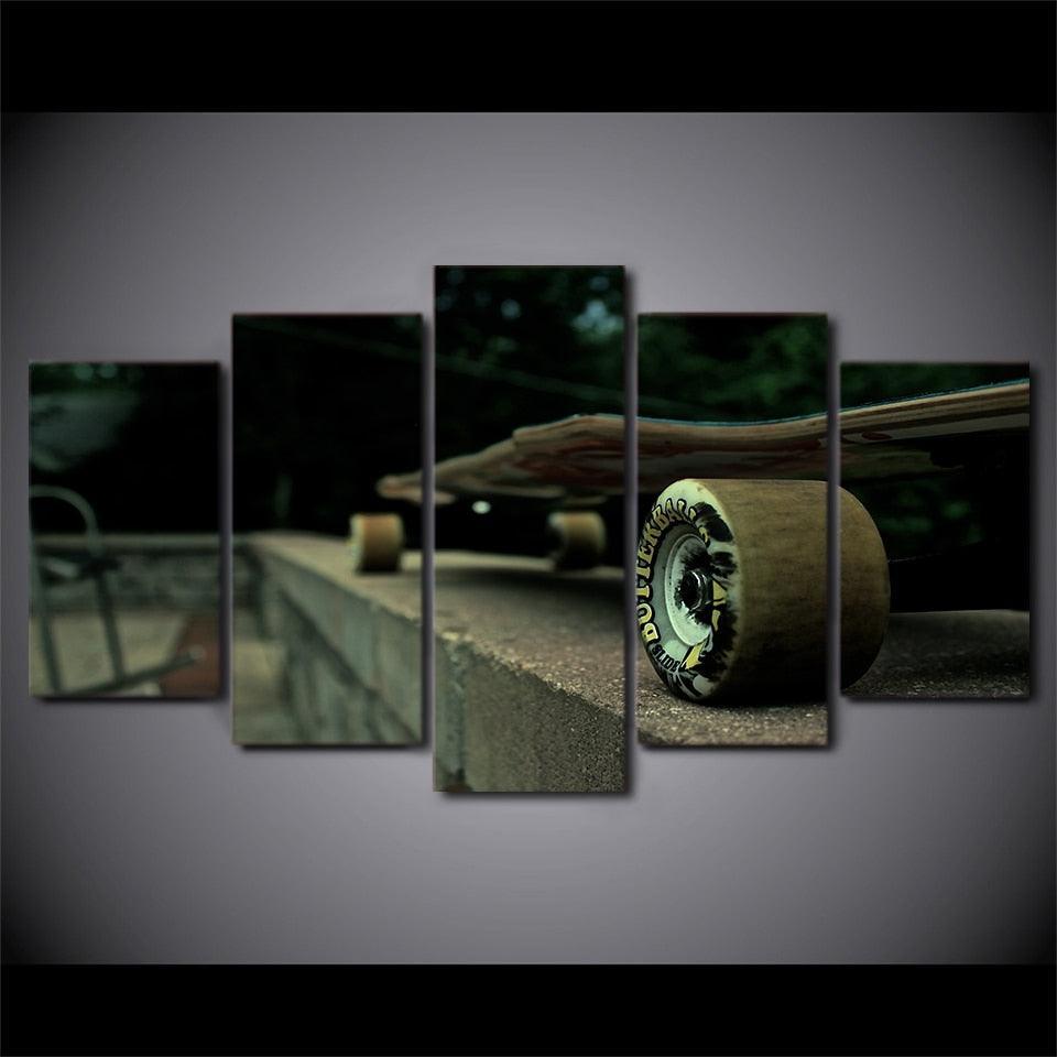 Skateboard 5 Piece HD Multi Panel Canvas Wall Art Frame-Original Frame