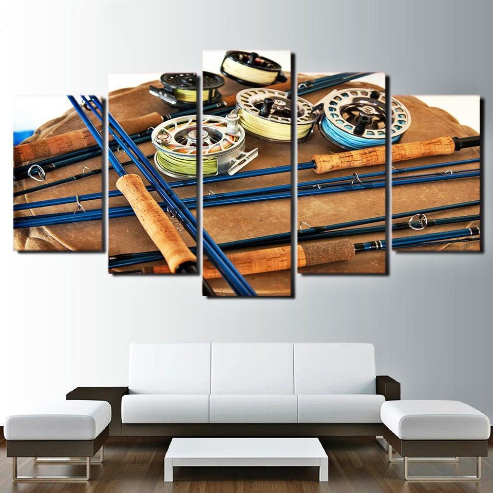 Colorful Line And Hook 5 Piece HD Multi Panel Canvas Wall Art Frame-Original Frame