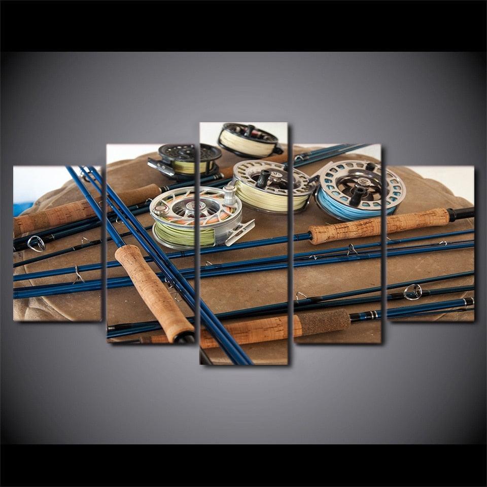 Colorful Line And Hook 5 Piece HD Multi Panel Canvas Wall Art Frame-Original Frame