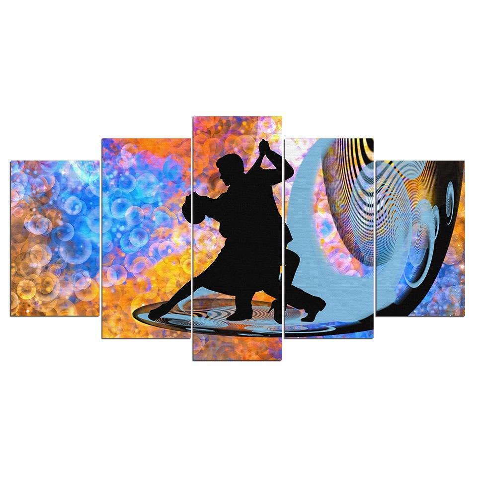 Abstract Couple Dance 5 Piece HD Multi Panel Canvas Wall Art Frame-Original Frame