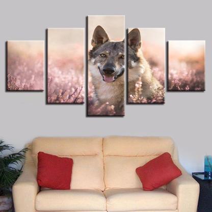 Wolfdog 5 Piece HD Multi Panel Canvas Wall Art Frame-Original Frame