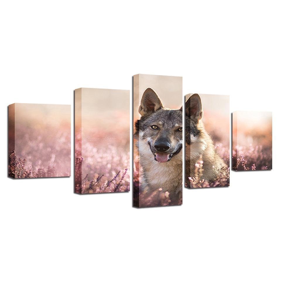 Wolfdog 5 Piece HD Multi Panel Canvas Wall Art Frame-Original Frame