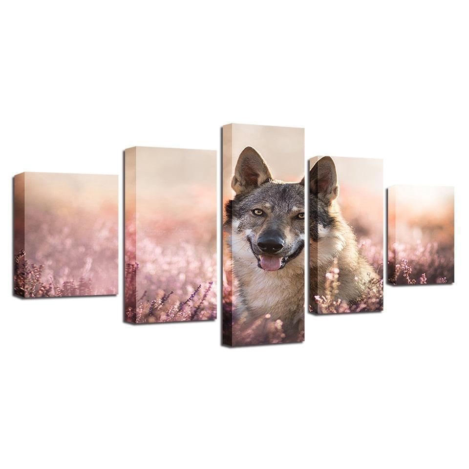 Wolfdog 5 Piece HD Multi Panel Canvas Wall Art Frame-Original Frame