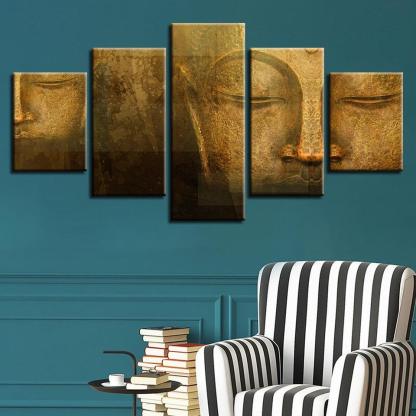 Buddha Painting 5 Piece HD Multi Panel Canvas Wall Art Frame-Original Frame