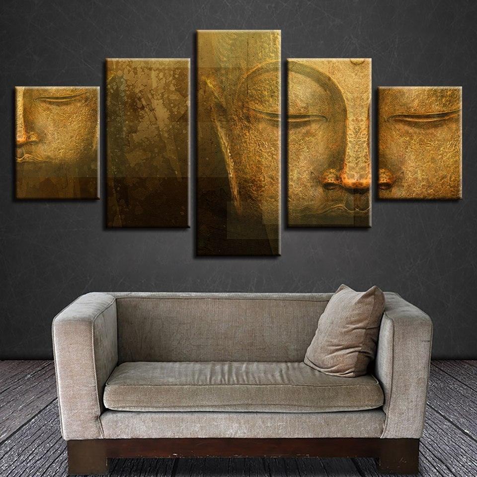 Buddha Painting 5 Piece HD Multi Panel Canvas Wall Art Frame-Original Frame