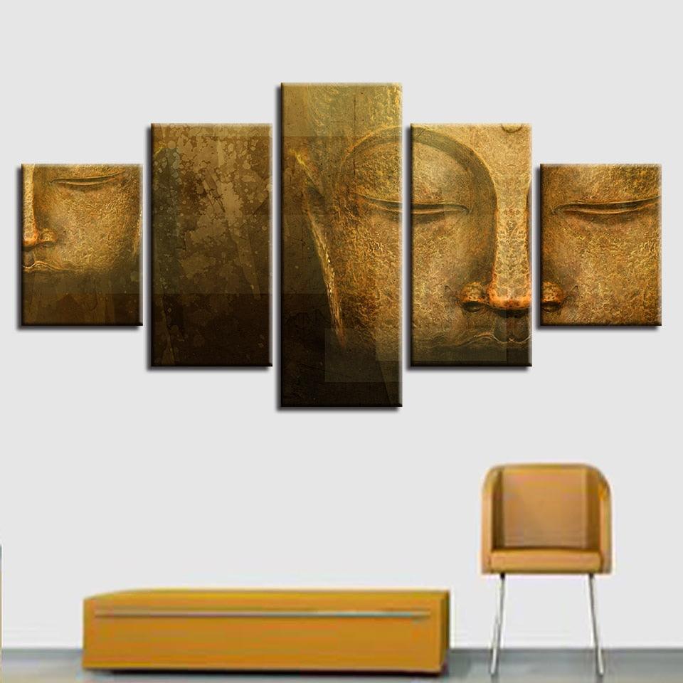Buddha Painting 5 Piece HD Multi Panel Canvas Wall Art Frame-Original Frame