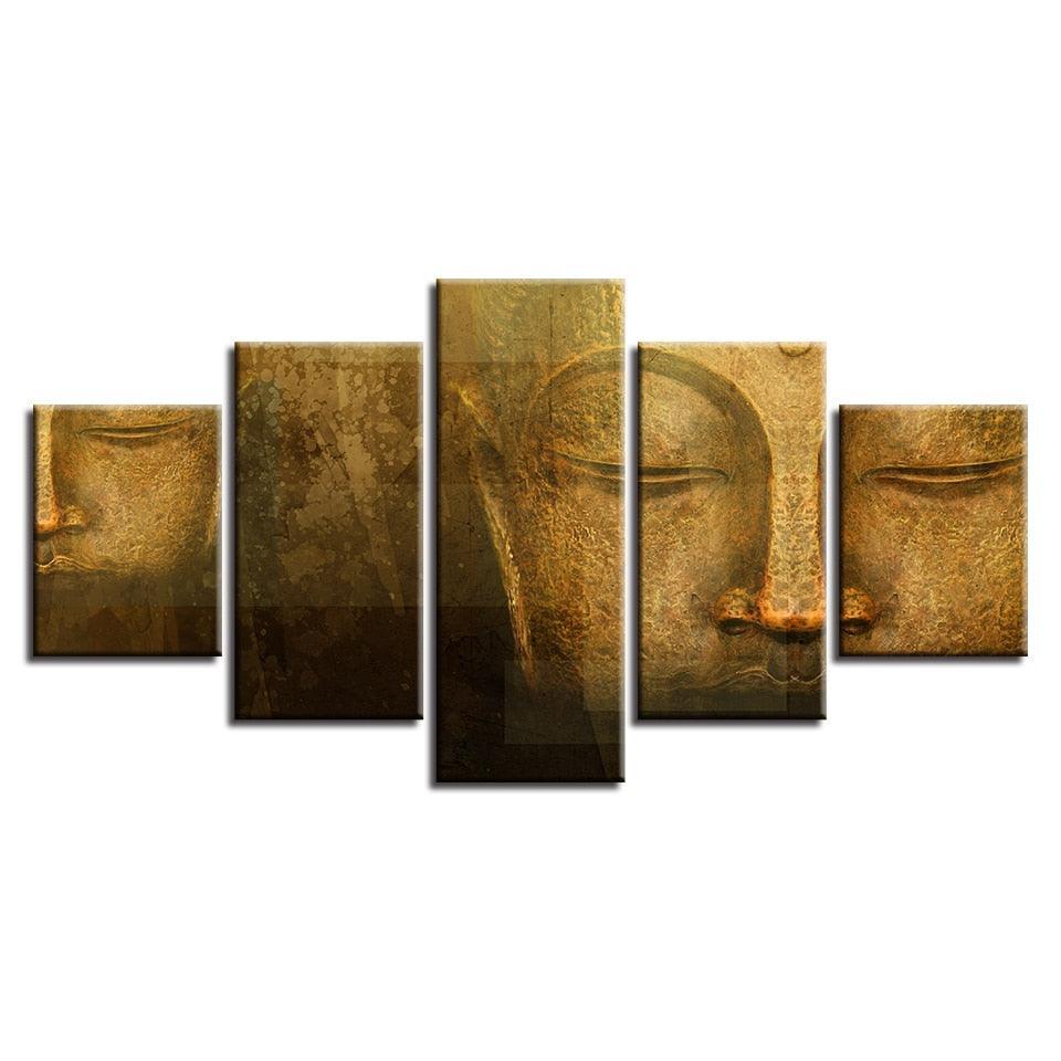 Buddha Painting 5 Piece HD Multi Panel Canvas Wall Art Frame-Original Frame
