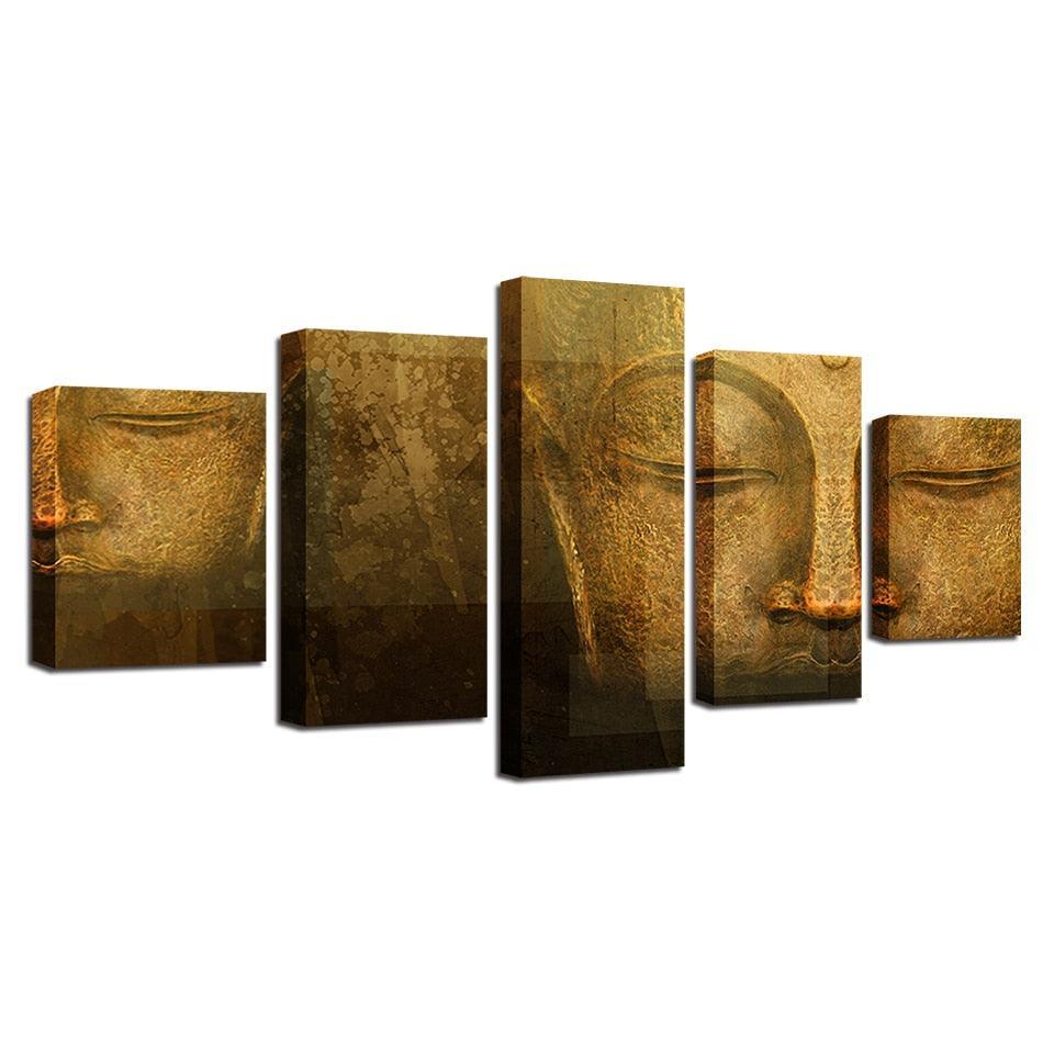 Buddha Painting 5 Piece HD Multi Panel Canvas Wall Art Frame-Original Frame