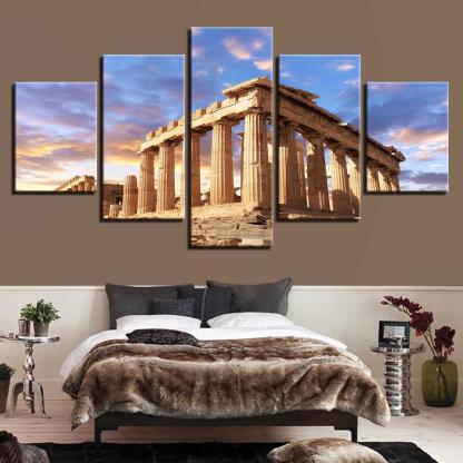 Acropolis of Athens 5 Piece HD Multi Panel Canvas Wall Art Frame-Original Frame