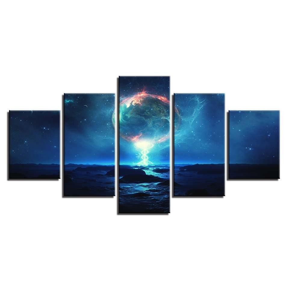 Magical Night 5 Piece HD Multi Panel Canvas Wall Art Frame-Original Frame