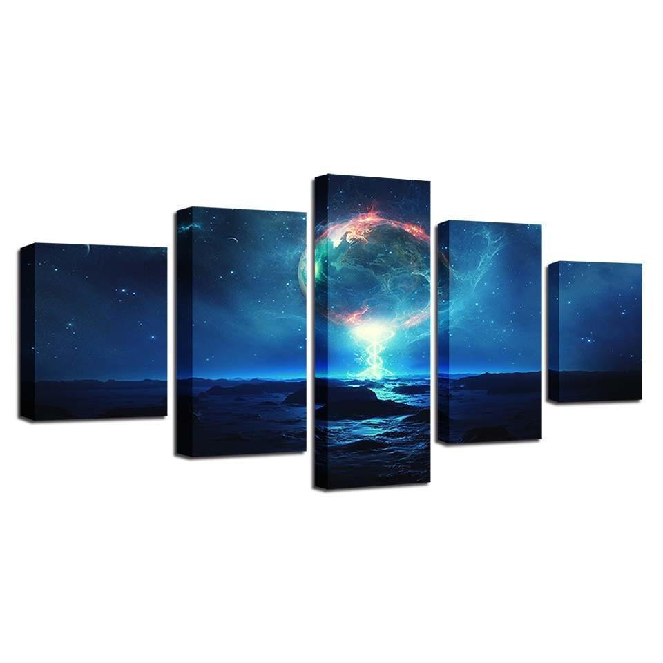 Magical Night 5 Piece HD Multi Panel Canvas Wall Art Frame-Original Frame