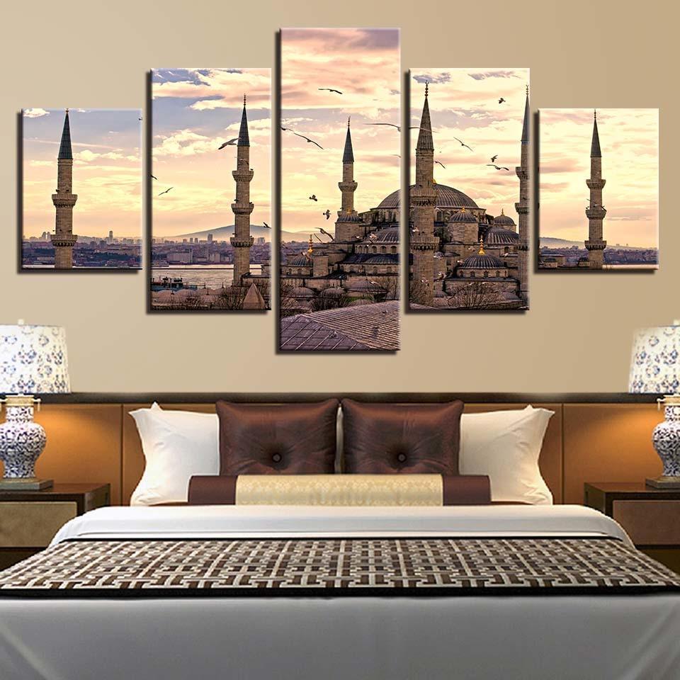 Ancient Palace At Dusk 5 Piece HD Multi Panel Canvas Wall Art Frame-Original Frame